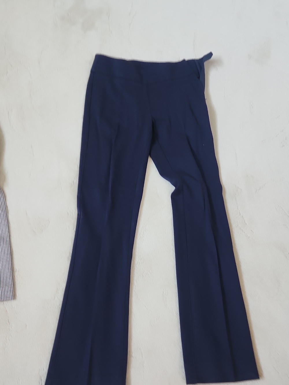 CAbi Navy Boot‑Cut Pull‑On Pants